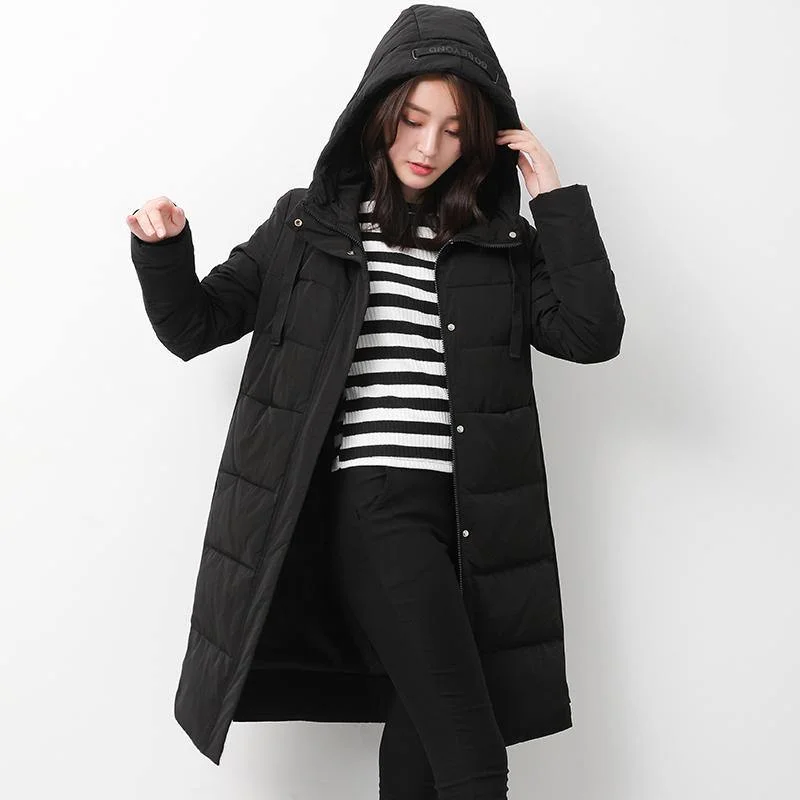 Luxury black goose Down coat plus size tie hooded snow jackets long sleeve Jackets