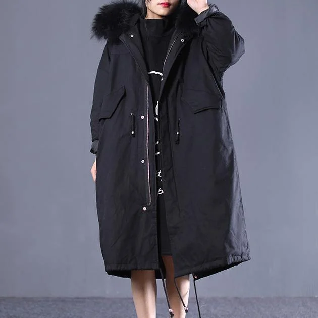 Luxury Black Winter Fashion Oversize Hooded Fur Collar Down Jacket