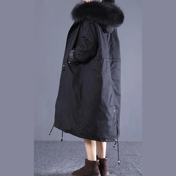 Luxury Black Winter Fashion Oversize Hooded Fur Collar Down Jacket