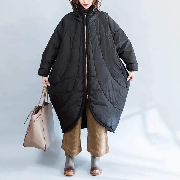 thick black down jacket oversized zippered Parka Luxury warm