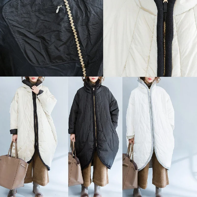 thick black down jacket oversized zippered Parka Luxury warm