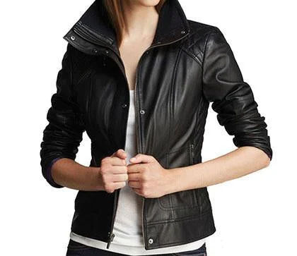 Women Classic Leather Jackets: Diamond