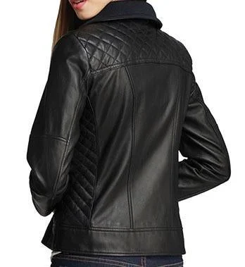 Women Classic Leather Jackets: Diamond