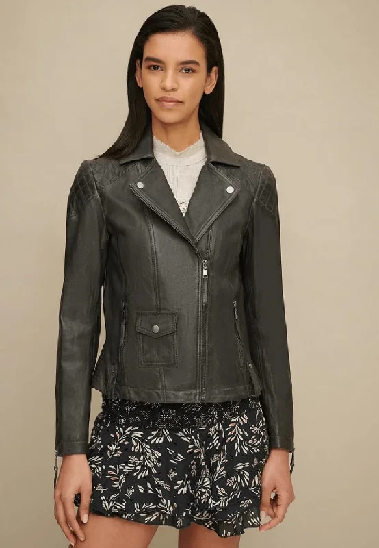 Women's Black Leather Biker Jacket