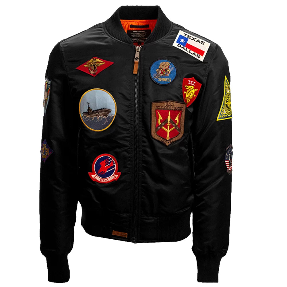 Women's Black Top Gun Ma-1 Nylon Bomber Jacket