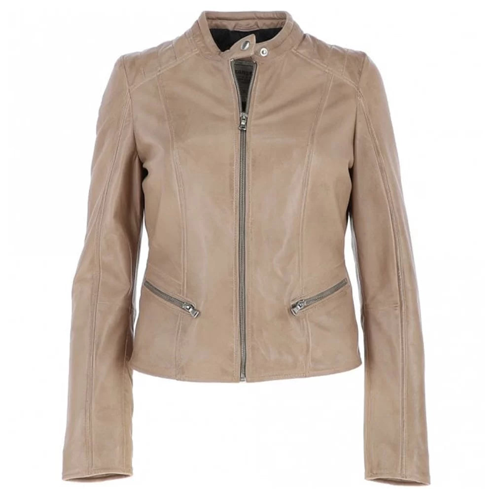 Women's Ivory Leather Jacket