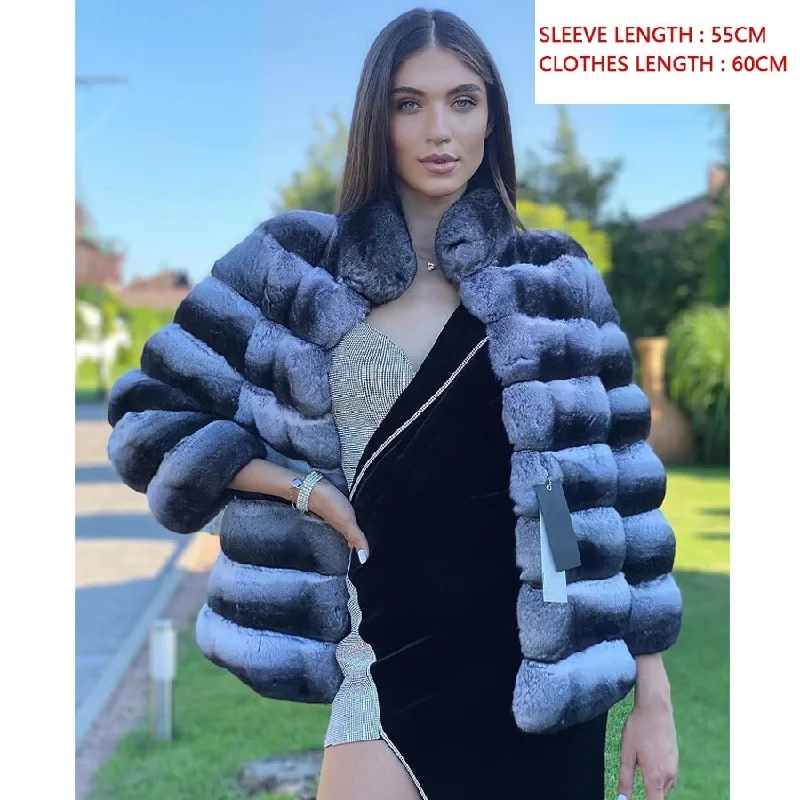 Collection of Chinchilla Style Rex Rabbit Fur Coat Vest