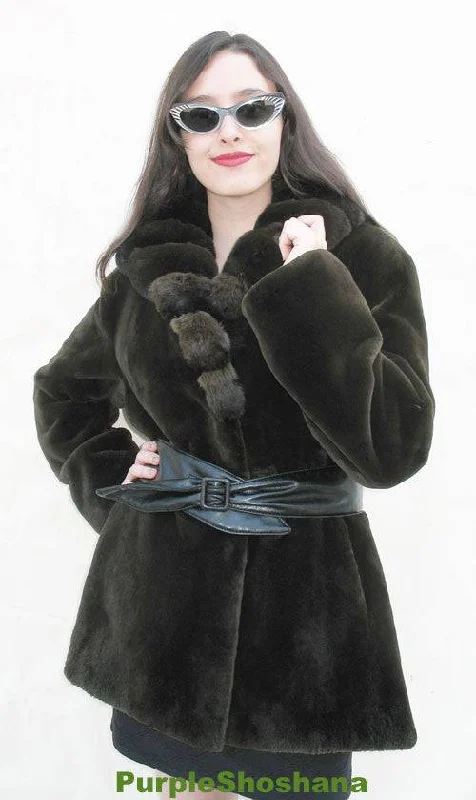 Hot! Candaian Sheared Beaver Fur Coat + Chinchilla M