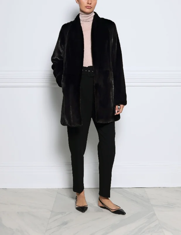 The Harper Black Mink Fur Coat