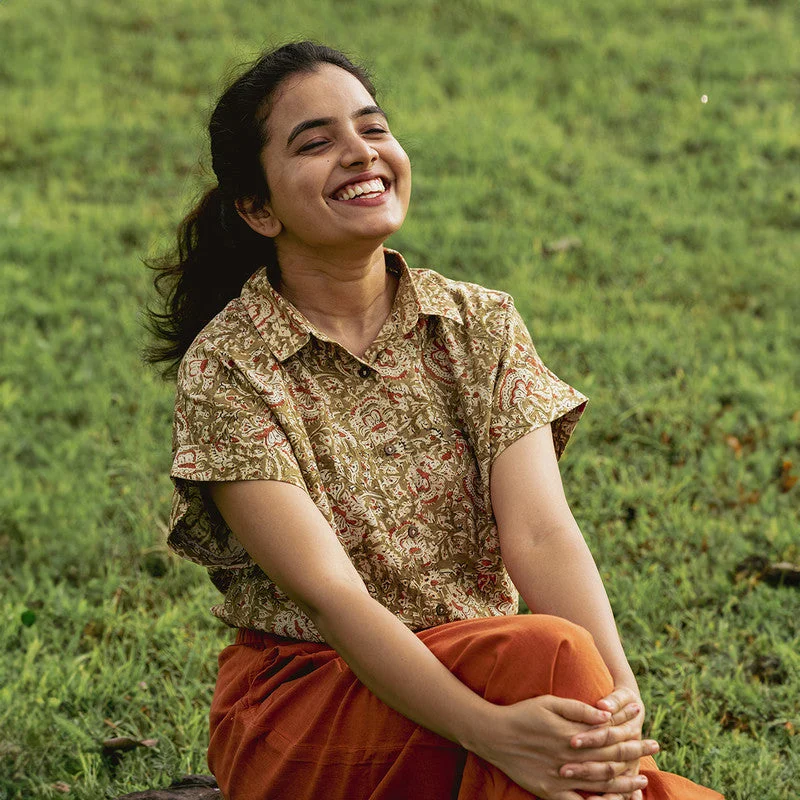 Cotton Shirt for Women | Handblock Print | Green