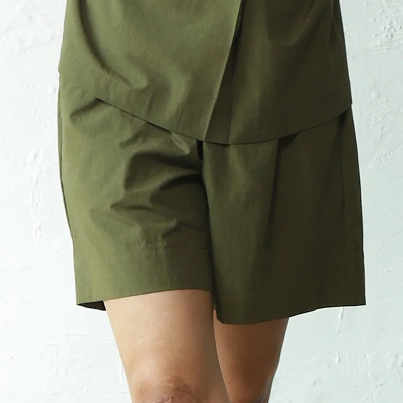 Cotton Poplin Co Ord for Women | Military Green | Top & Shorts