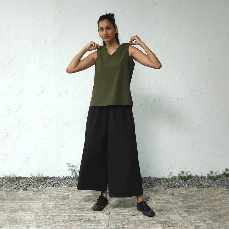 Poplin Cotton Co Ord Set | Olive & Black