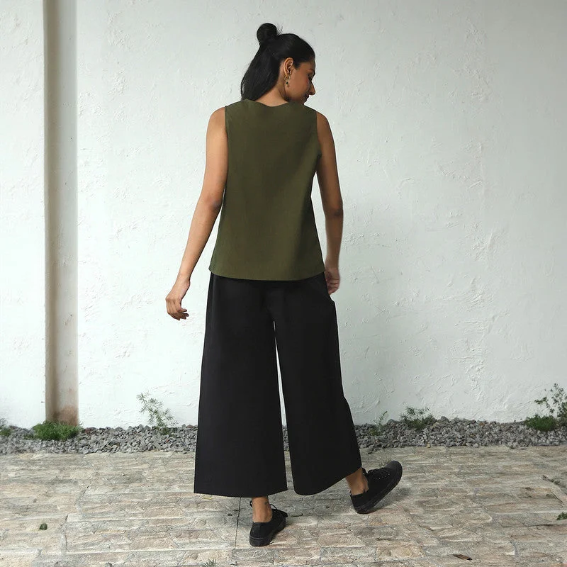 Poplin Cotton Co Ord Set | Olive & Black