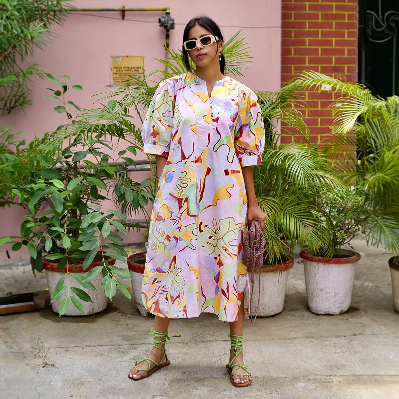 Cotton Kaftan Dress for Women | Eden Print | Multicolour