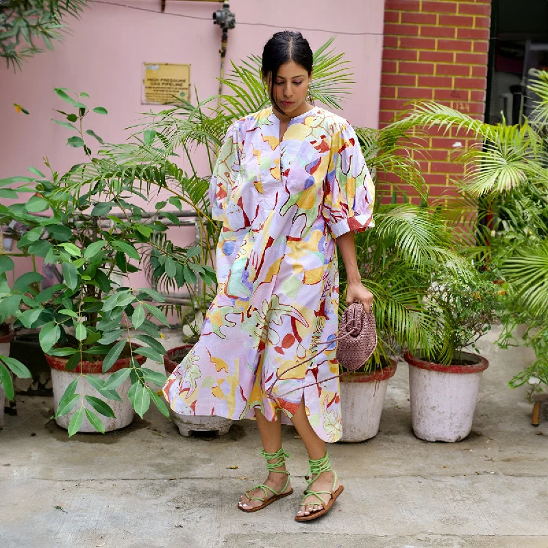 Cotton Kaftan Dress for Women | Eden Print | Multicolour