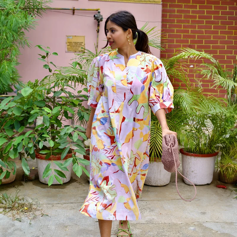 Cotton Kaftan Dress for Women | Eden Print | Multicolour