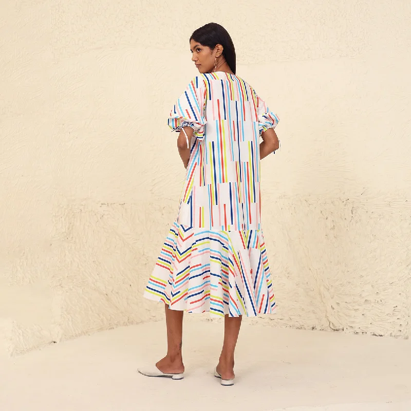 Cotton Poplin A-Line Dress for Women | Printed | Multicolour