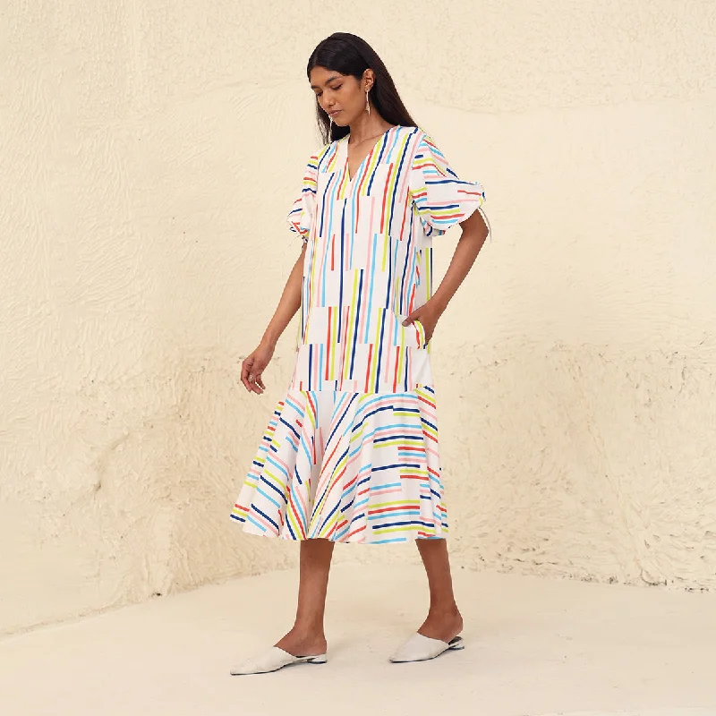 Cotton Poplin A-Line Dress for Women | Printed | Multicolour