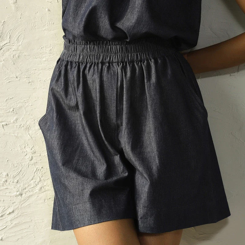 Cotton Denim Shorts for Women | Blue