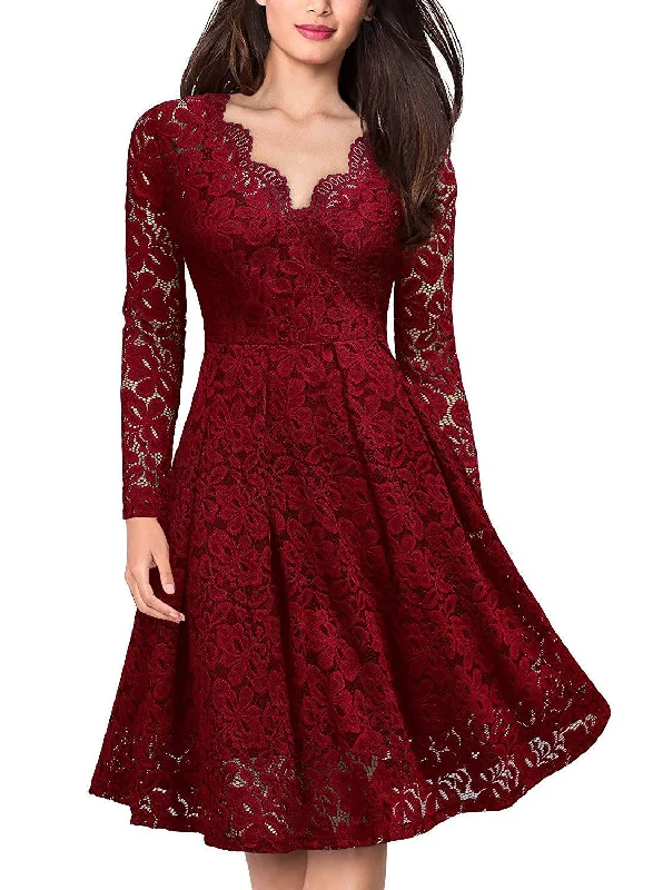 Women's Lace V-neck Large Swing Dress Dresses