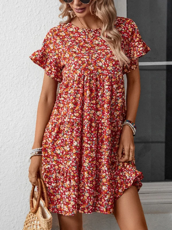 Red small floral / S