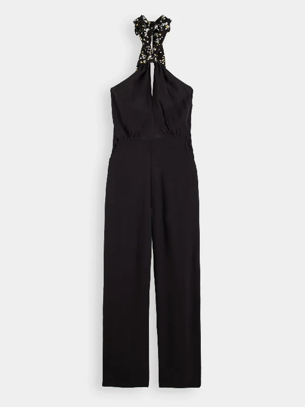 Contrast bow jumpsuit