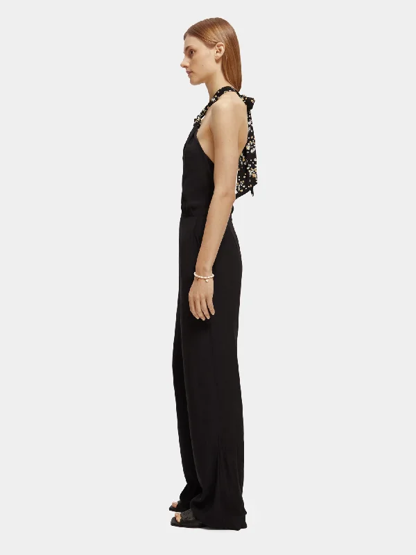 Contrast bow jumpsuit