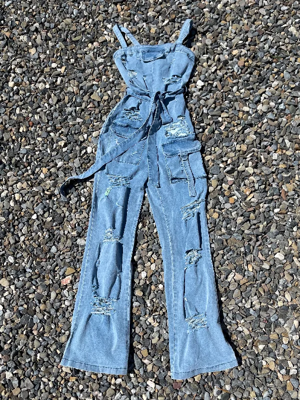 Distressed Denim Jumpsuit