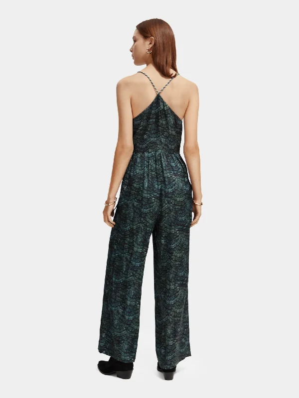 Lightweight v-neck racerback jumpsuit