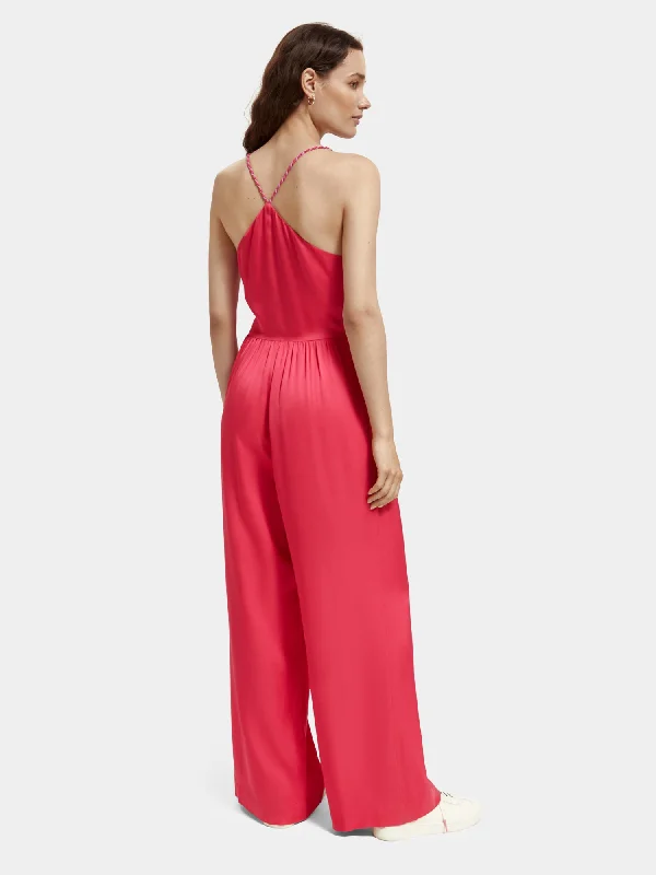 Lightweight v-neck racerback jumpsuit