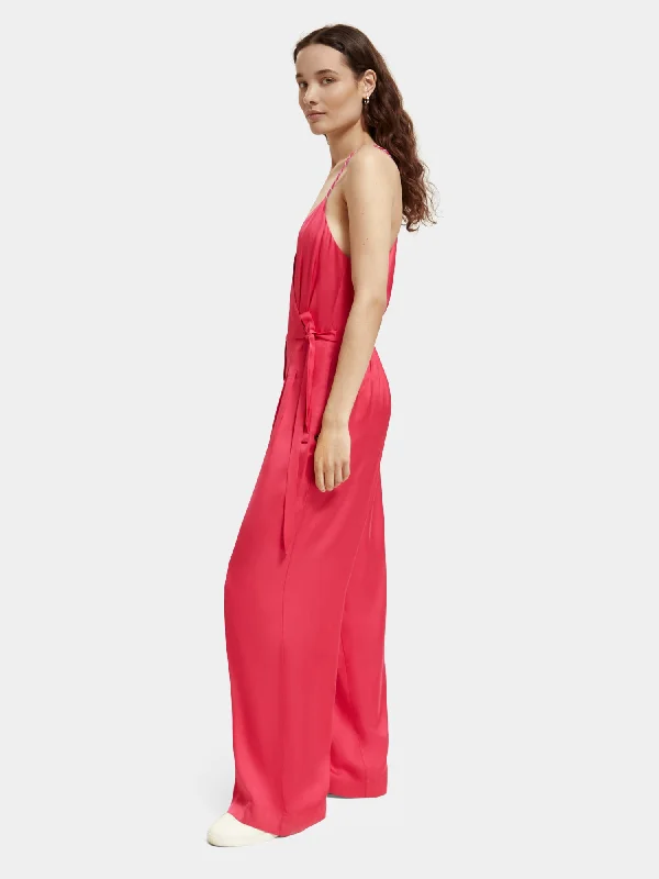 Lightweight v-neck racerback jumpsuit