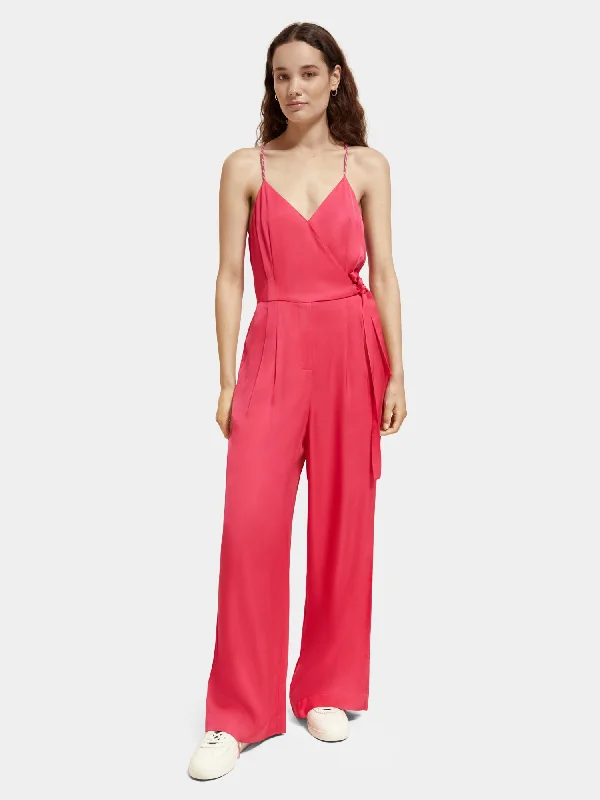 Lightweight v-neck racerback jumpsuit