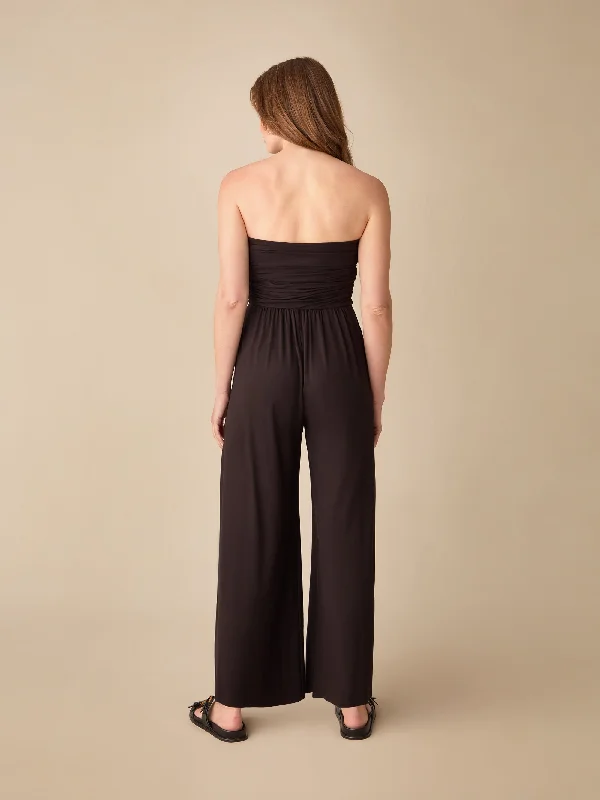 Petite Black Jersey Bandeau Jumpsuit