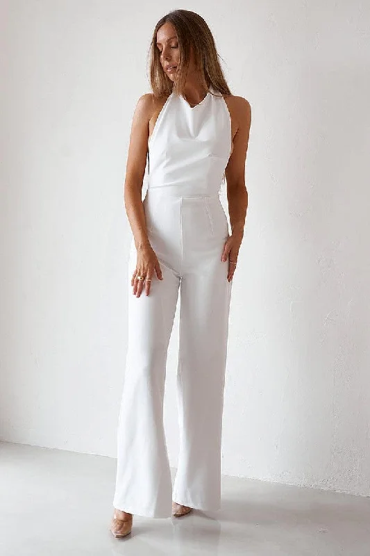 Backless Jumpsuit - Vintage White