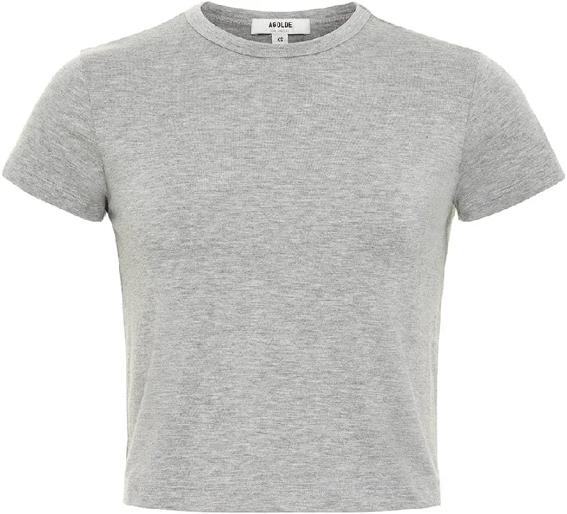 AGOLDE Women's Adine Cropped Shrunken Tee, Heather Grey