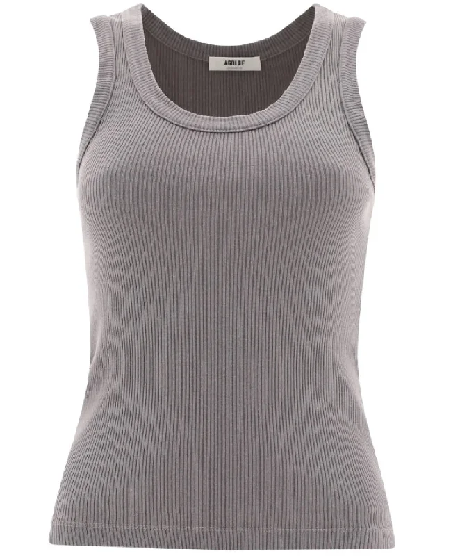 AGOLDE Women's Scoop Neck Ribbed Knit Tank Top, Mirror Ball