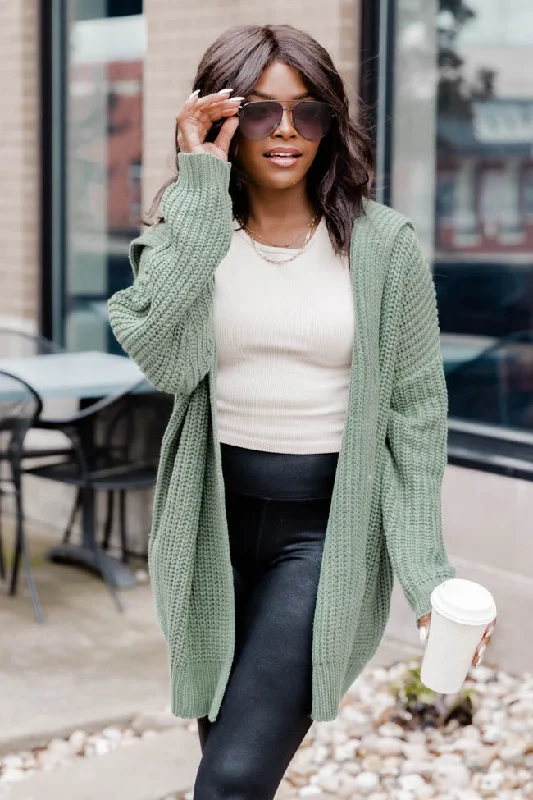 All In Theory Olive Oversized Cardigan