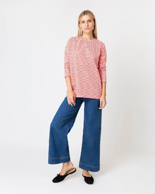 Cydney Tee in Tomato/Ivory Stripe Jersey