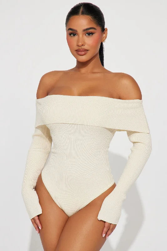 Keep Me Warm Ribbed Bodysuit - Cream