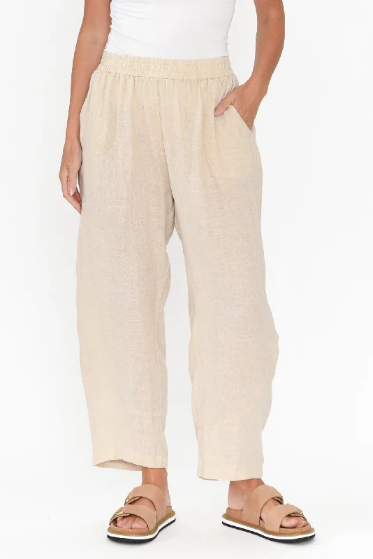 Ataya Beige Linen Pants