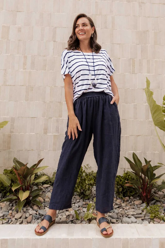 Ataya Navy Linen Pants