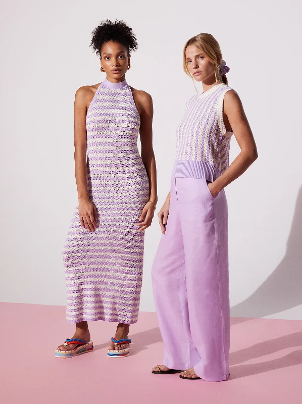 atlanta-lilac-stripe-crochet-knit-halter-dress