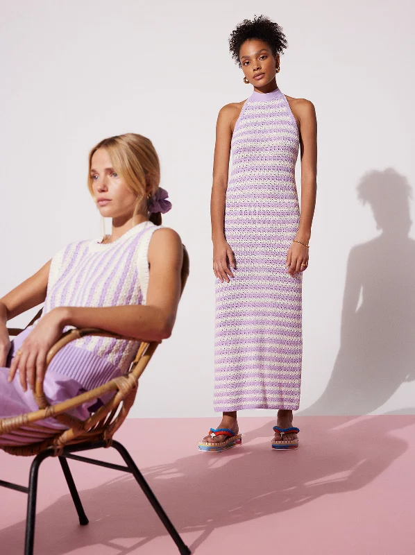 atlanta-lilac-stripe-crochet-knit-halter-dress