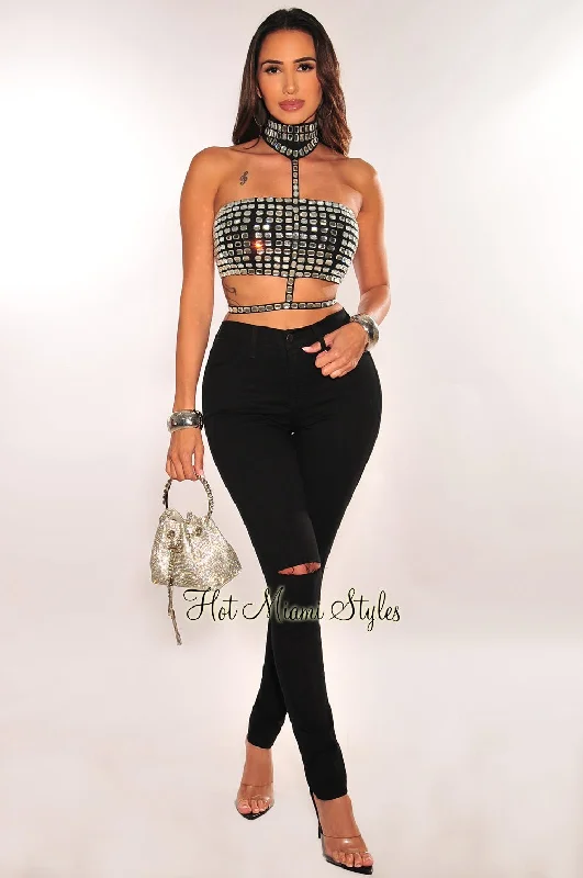 black-rhinestone-halter-strappy-crop-top