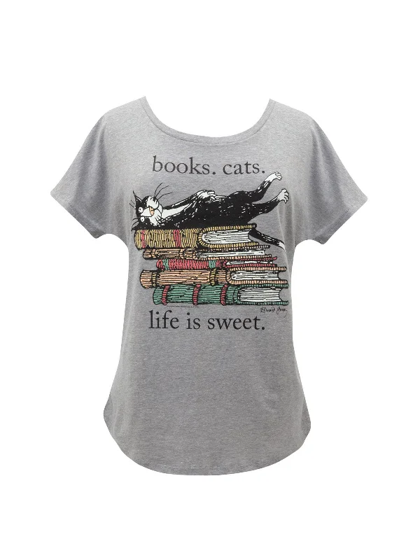 Books. Cats. Life is Sweet. Women’s Relaxed Fit T-Shirt