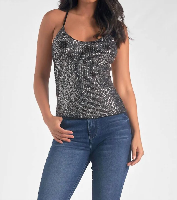 Cassia Sparkle Tank Top In Silver