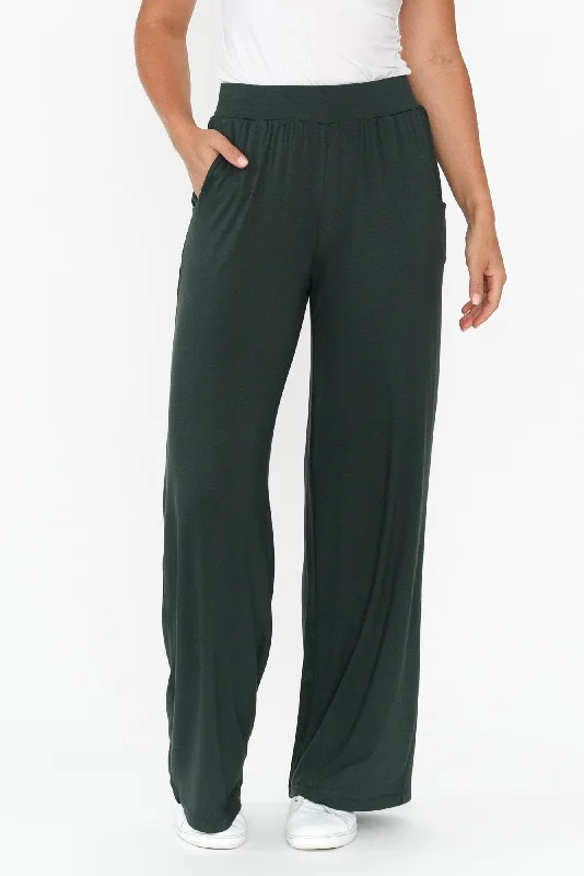 Cedric Dark Green Bamboo Pocket Pants