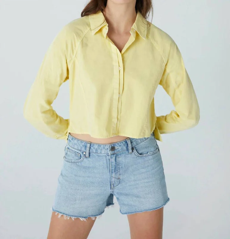 Colette Cropped Button Down Shirt In Yellow