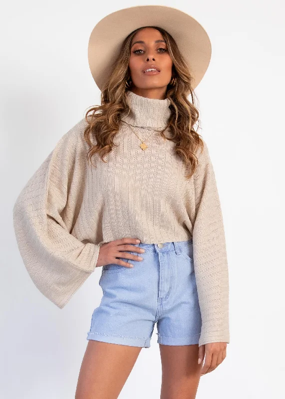 Corey Cropped Sweater - Beige