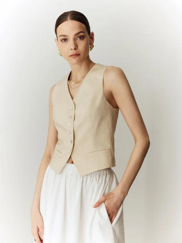 cotton-linen-solid-v-neck-vest